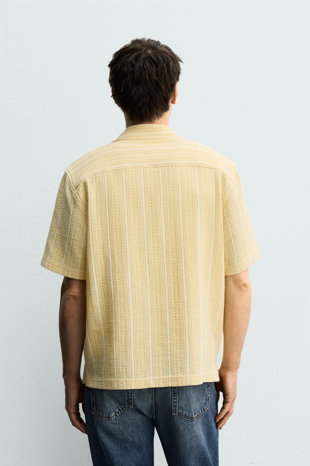 CAMISA REGULAR FIT JACQUARD RAYAS / Amarillo - Zara фото 3