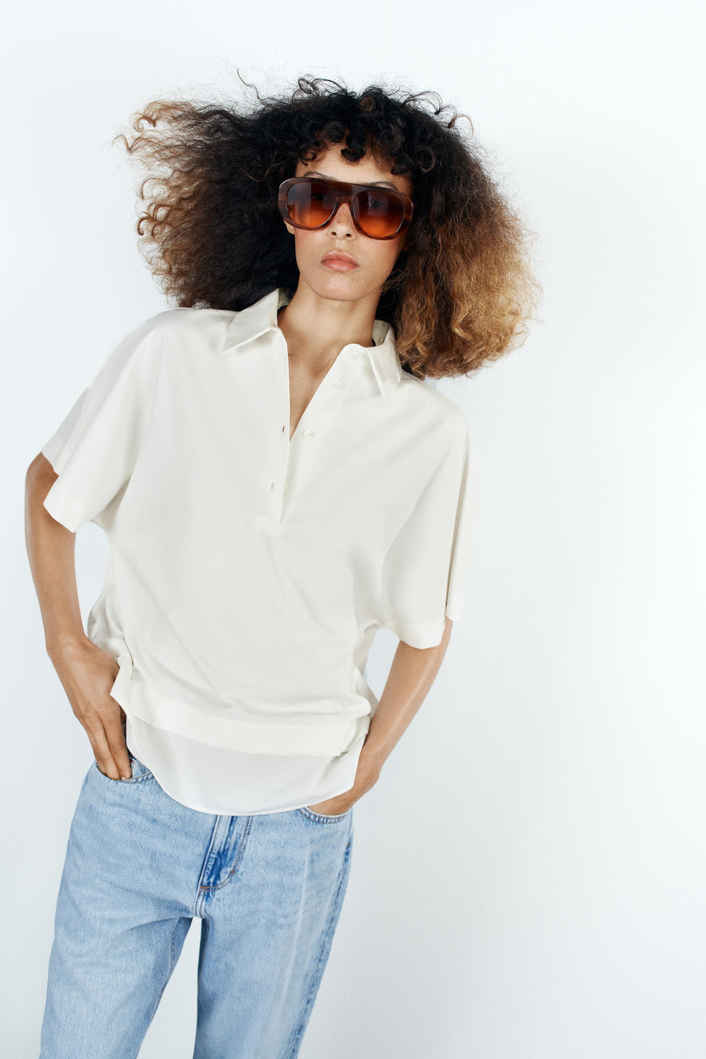 CAMISETA COMBINADA ALGOD?N / Blanco - Zara фото 2