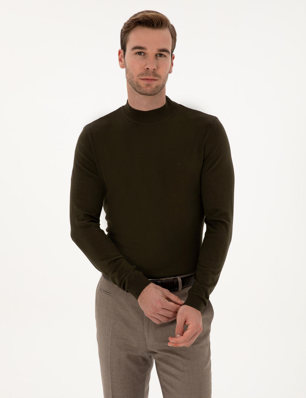 Haki Slim Fit Basic Kazak - Cacharel фото 3