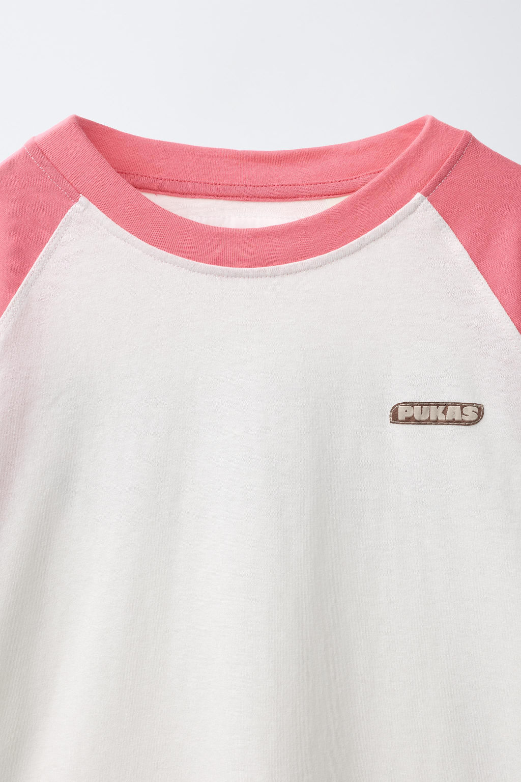 CAMISETA MANGA RANGL?N PUKAS SURF / Rosa / Blanco