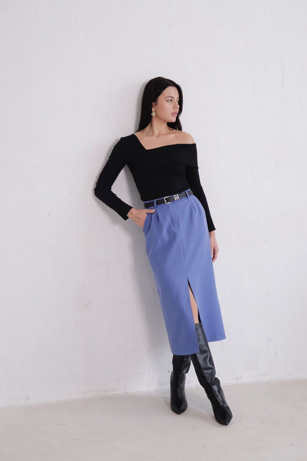 11267 Юбка миди-макси голубая - Martichelli фото 12