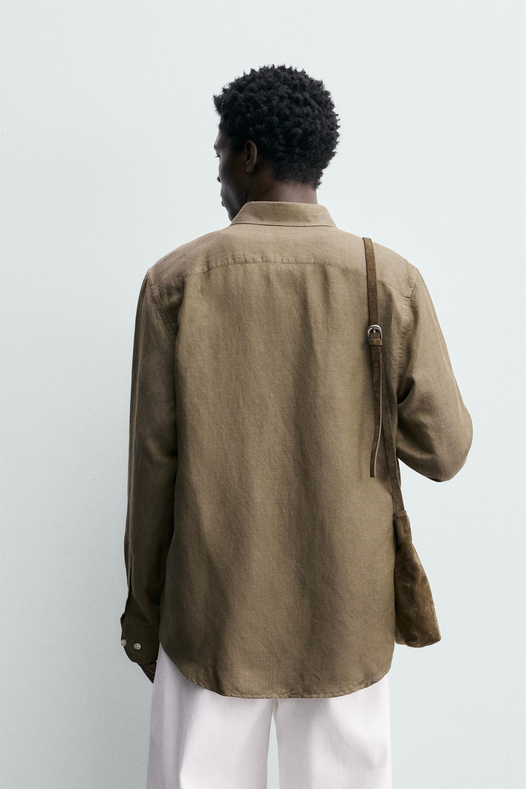 CAMISA REGULAR FIT LINO - LYOCELL / Khaki - Zara фото 3