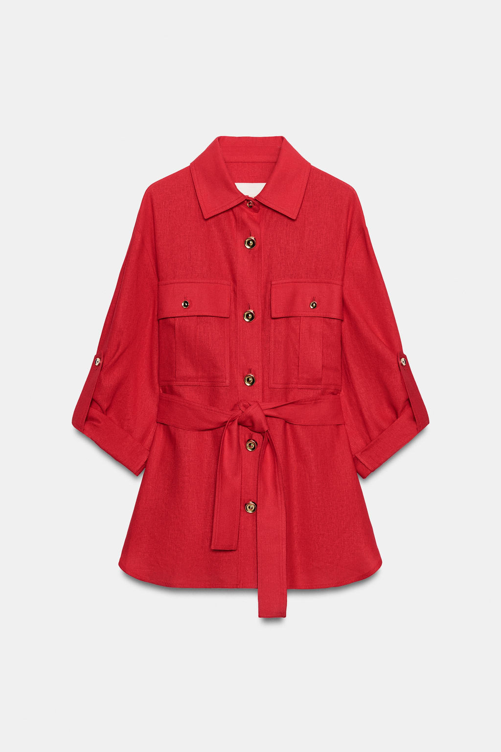 CHAQUETA SAFARI CON LINO CINTUR?N / Rojo - Zara фото 7