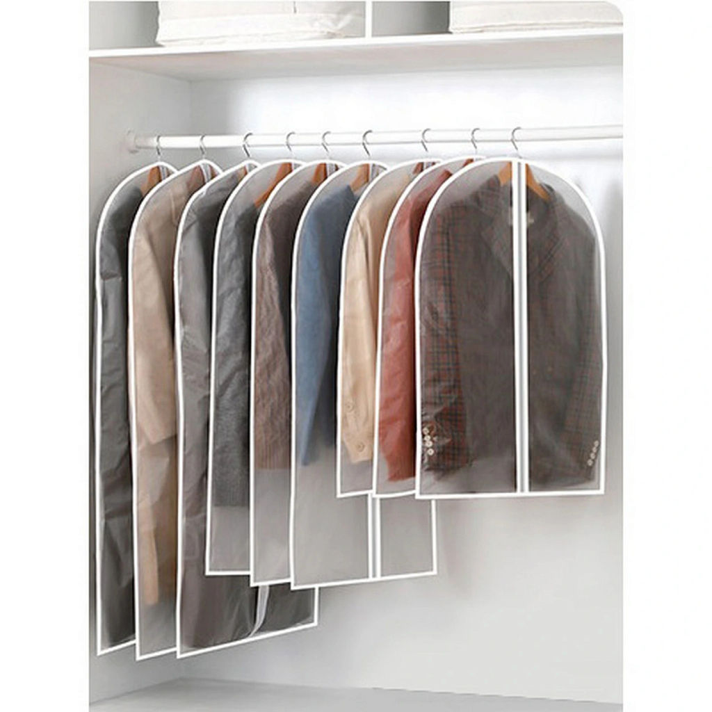 Цена за 3 шт. Чехол для одежды "ИДЕЯДОМА", цвет белый / прозрачный, 60*140см (пакет)