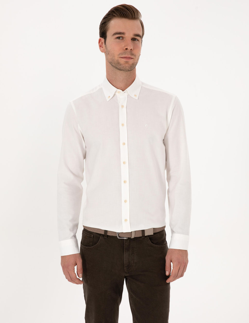 Beyaz Slim Fit Uzun Kollu G_mlek