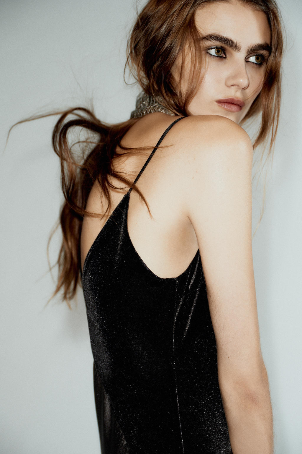 CONTRASTING SATIN MIDI DRESS