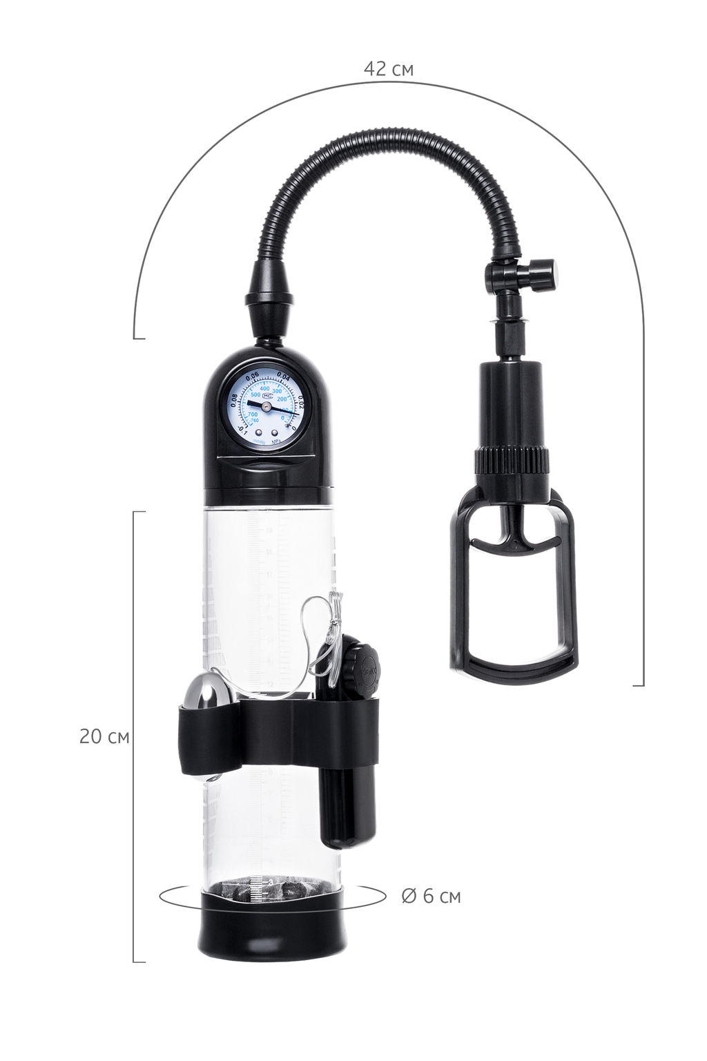 Механическая помпа Sexus Men Training Aksel, ABS-пластик, черная, 70 см  фото 6