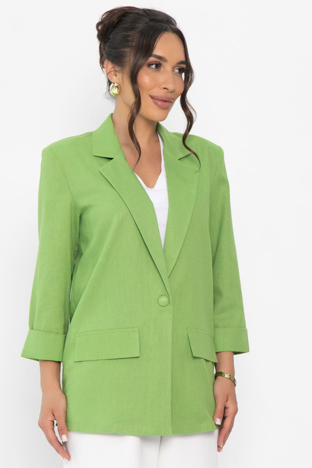 Пиджак льняной Мэрлин (зеленый) Б15429-7М