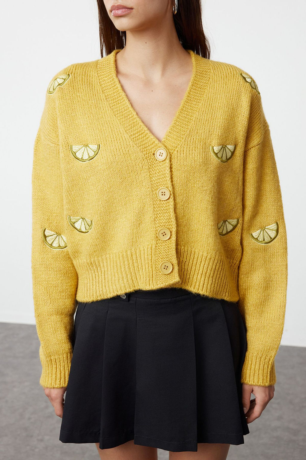 TRENDYOLMILLA Yesil Yumusak Dokulu Nak?s Detayl? V Yaka Triko H?rka TWOAW24HI00237 фото 4