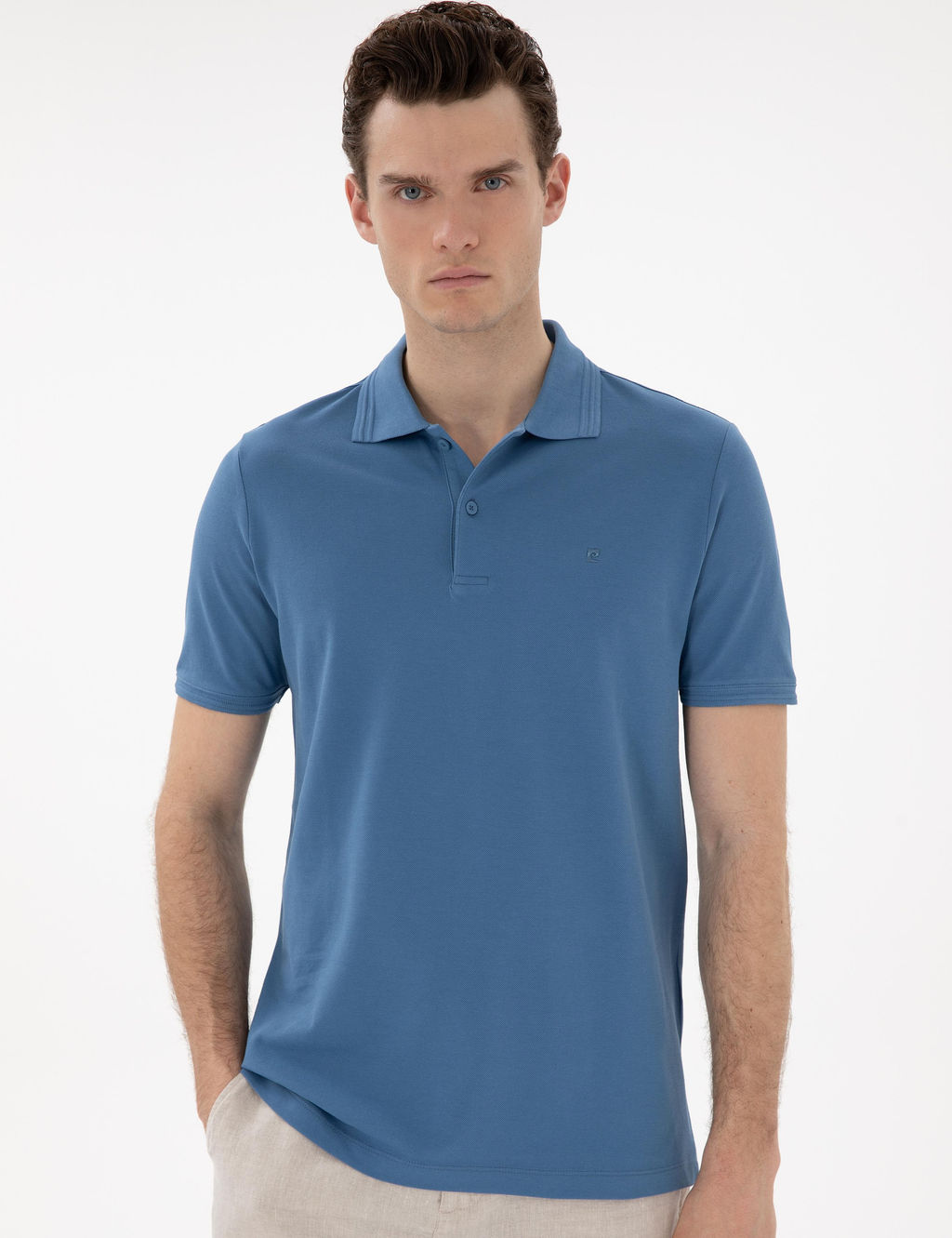Koyu Mavi Regular Fit %100 Pamuk Polo Yaka Basic Ti__rt - Pierre cardin фото 3