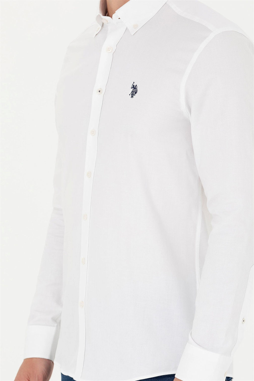 Мужская белая базовая рубашка с длинным рукавом Неожиданная скидка в корзине - U.s. polo assn фото 6