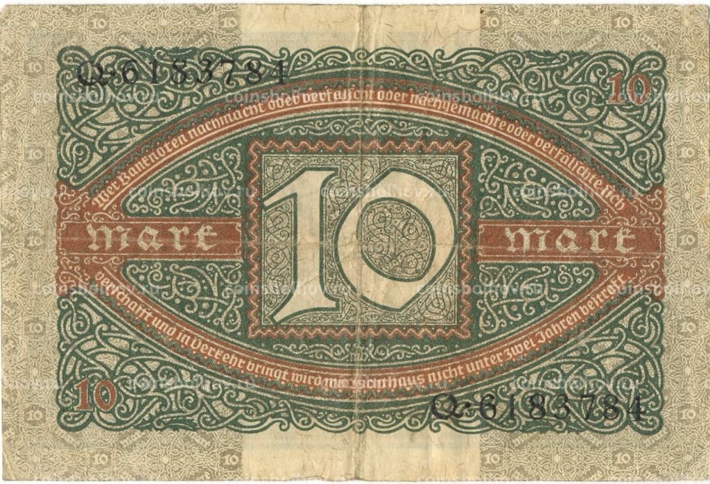 Банкнота 10 марок 1920 года Германия