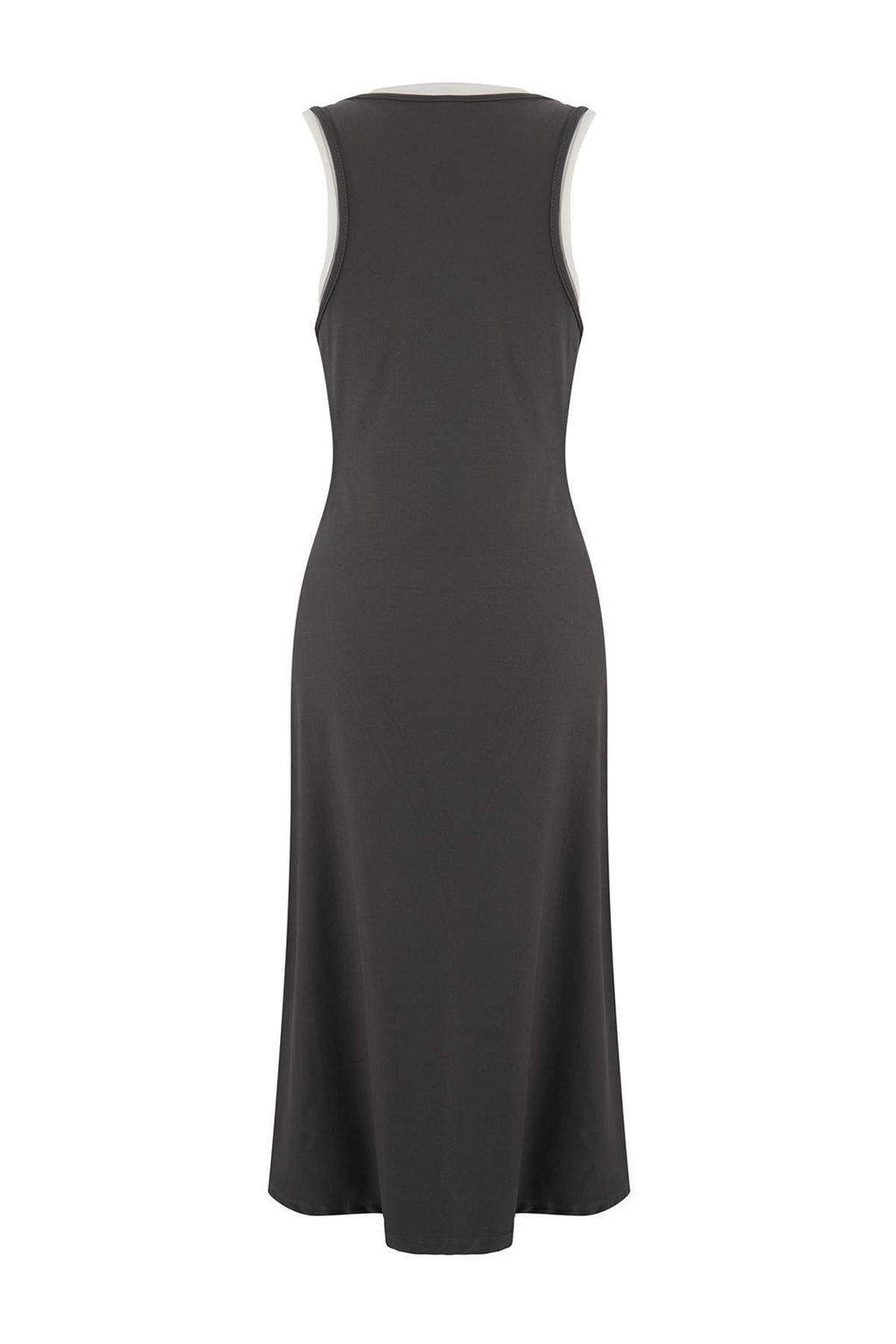 Wardrobe Essentials-Antrasit Renk Bloklu Bodycon Havuz Yaka Maxi Orme Elbise TWOSS26EL00157 - Trendyolmilla фото 2