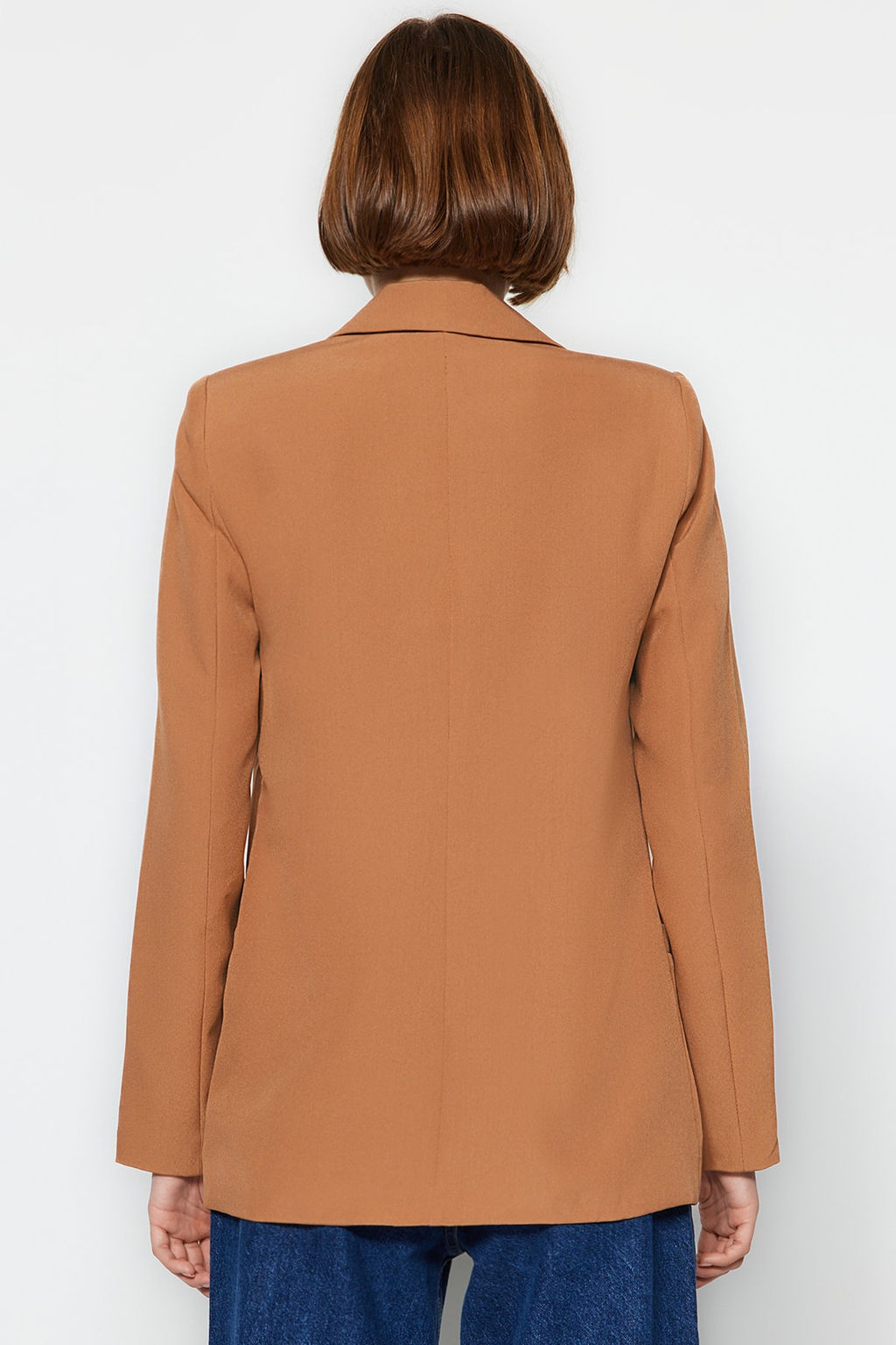 Camel Regular Astar Detayl? Dokuma Blazer Ceket TWOAW20CE0316