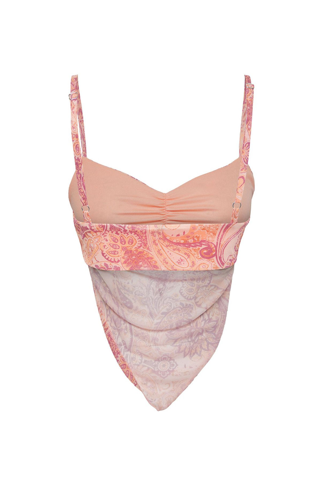 Trendyolmilla Ekru Bask?l? S?rt? Capraz Ask?l? Asimetrik Etek Uclu Tul Orme Bluz TWOSS23BZ00566  фото 6