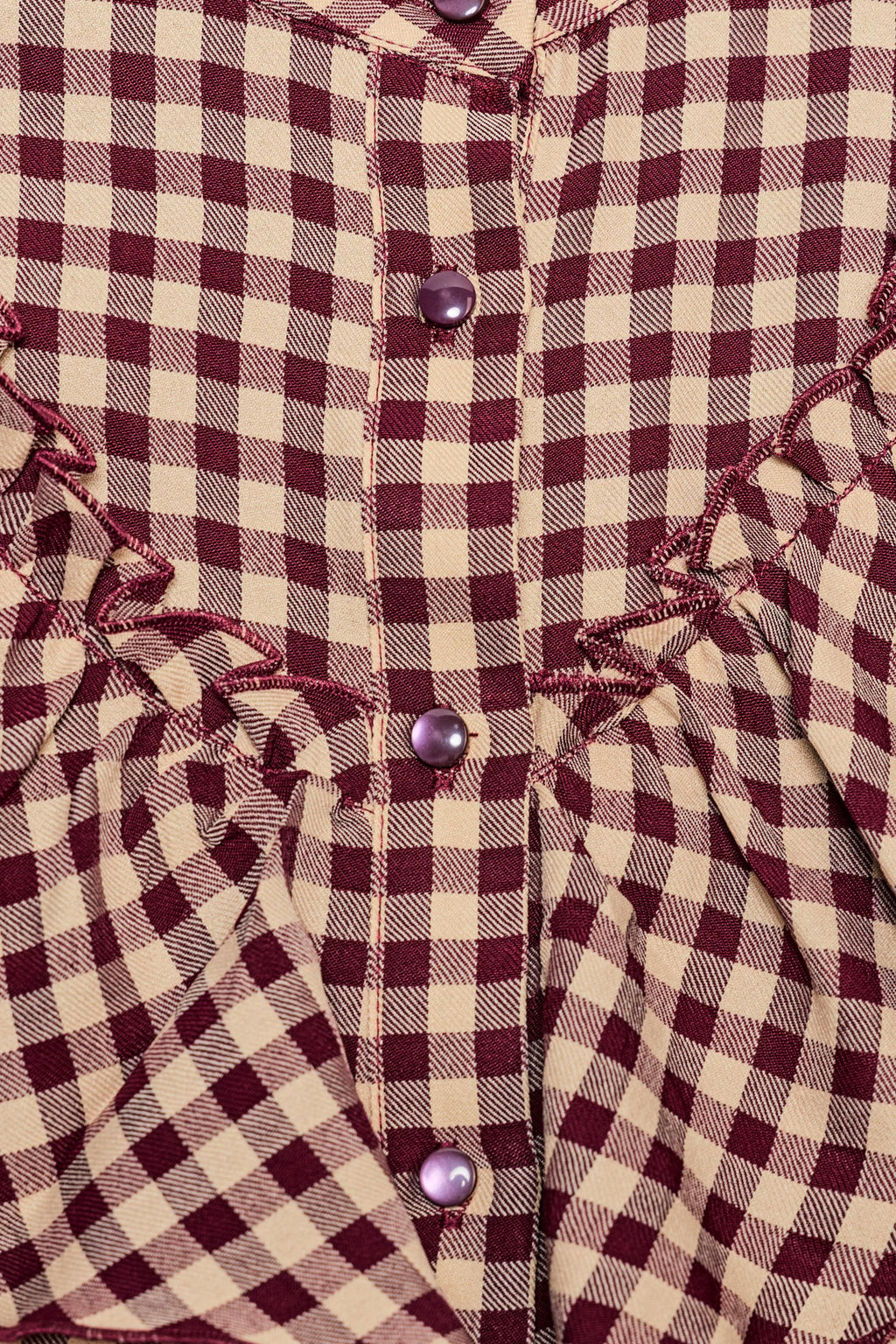 BLUSA VOLANTES CUADROS / Burgundy - Zara фото 9