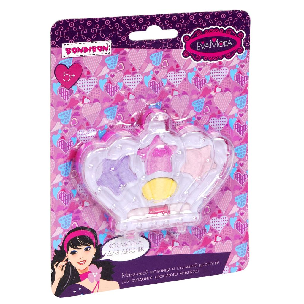Набор детской декорат. косметики Bondibon Eva Moda, CRD 12,6х17,2 см, корона с тенями для век (4 отт  фото 12