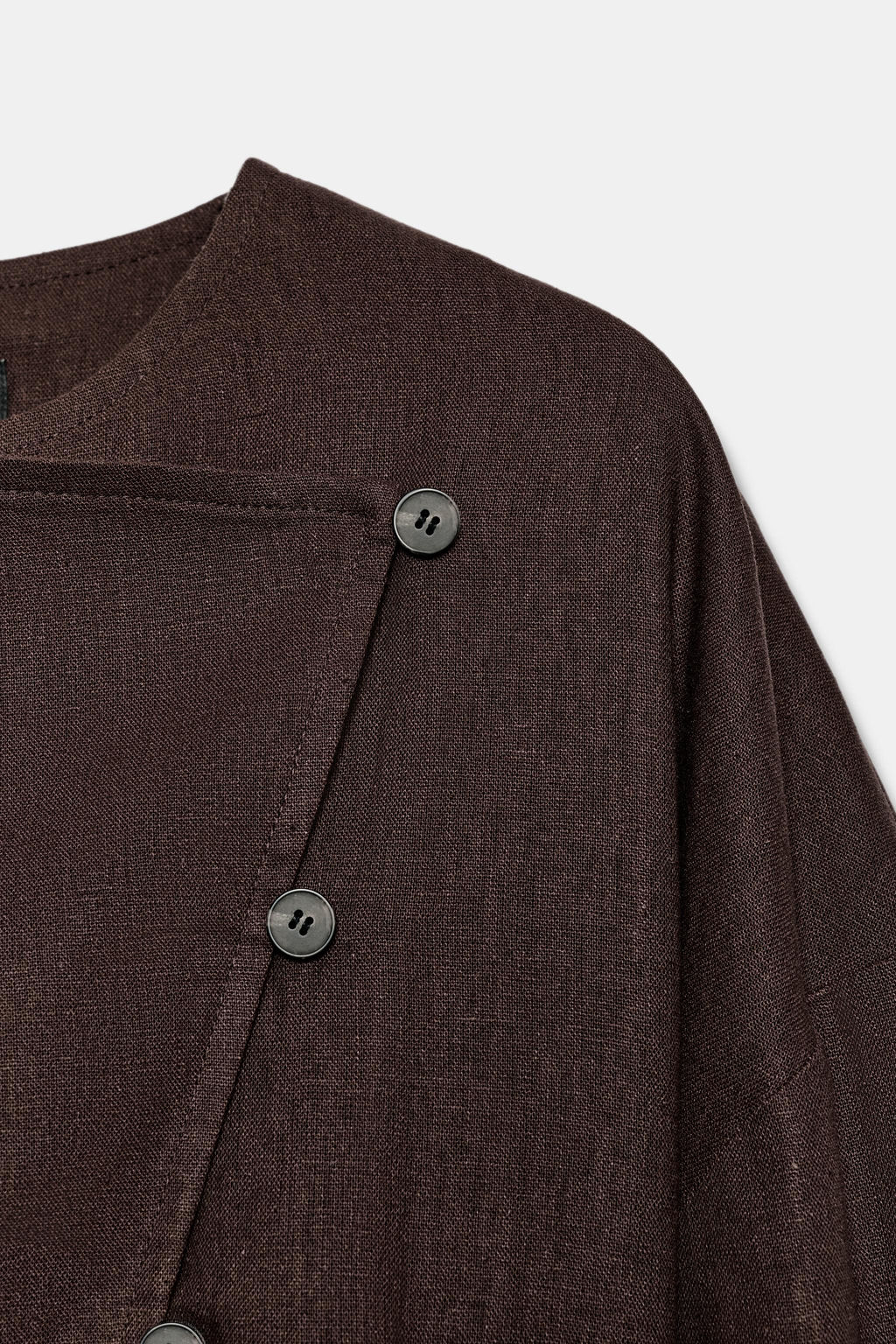 CHAQUETA CRUZADA CON LINO / Marr?n chocolate - Zara фото 6