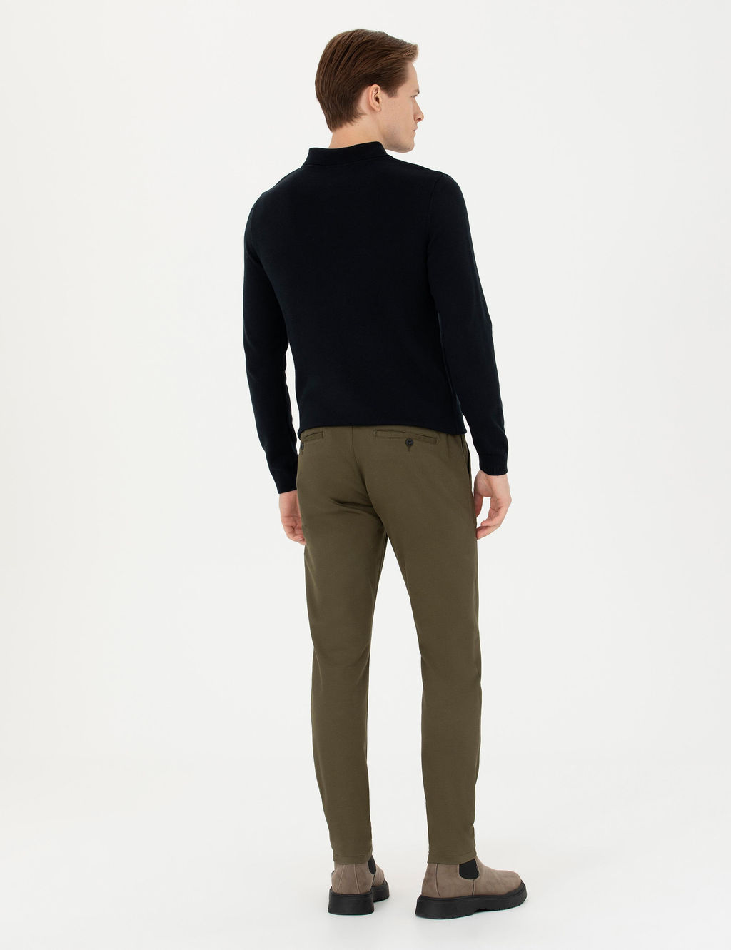 Темно-хаки - парусиновые брюки с эластичным поясом - Cacharel фото 4