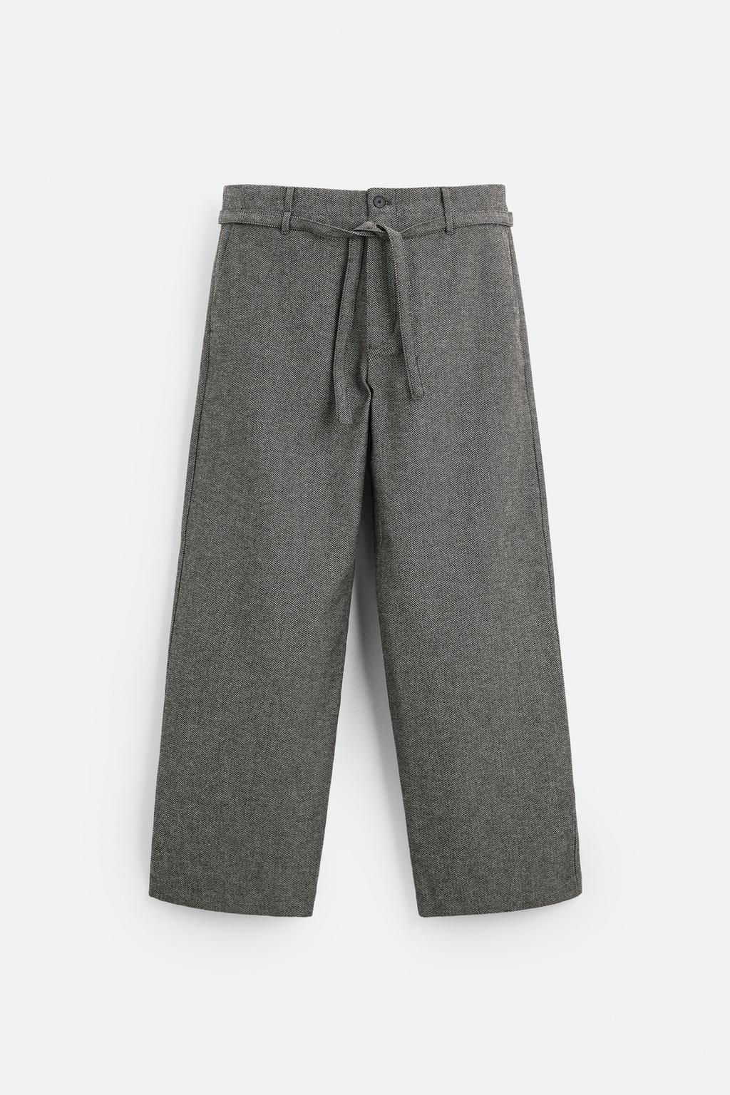 HERRINGBONE BELTED TROUSERS - Zara фото 6