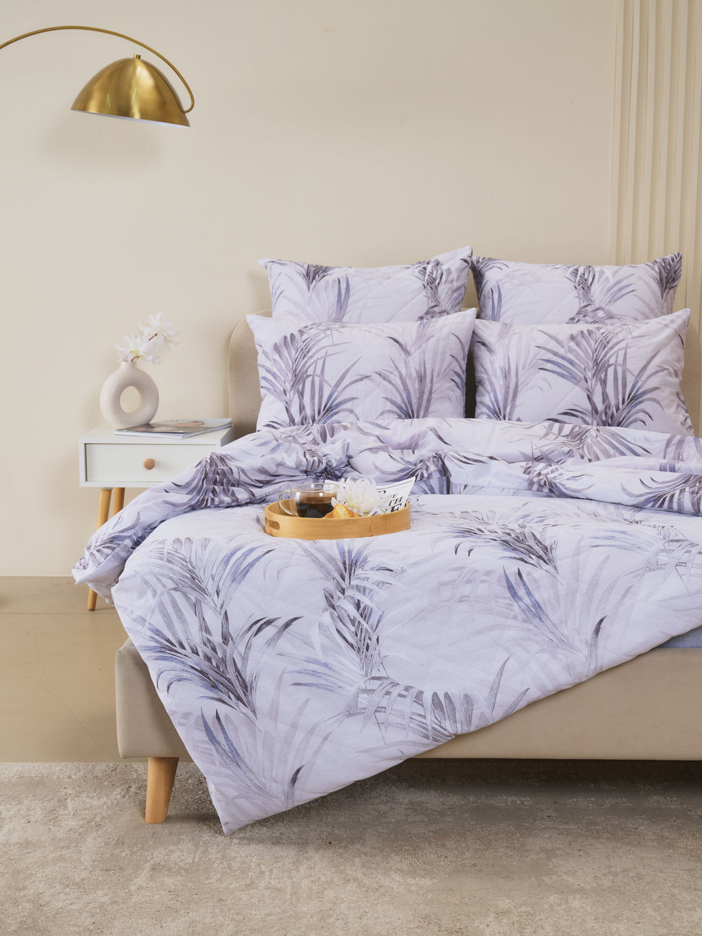 Постельное белье зима-лето из поплина с простыней на резинке - Ночная тишина Евро с прост.на резинке 180*200*25 (нав.70х70)