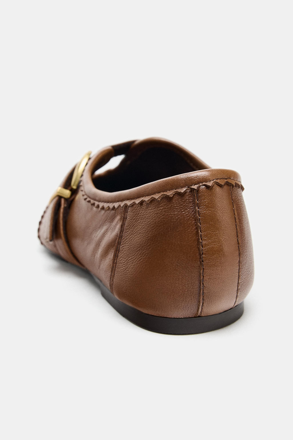 LEATHER BROGUE BALLERINAS - Zara фото 5