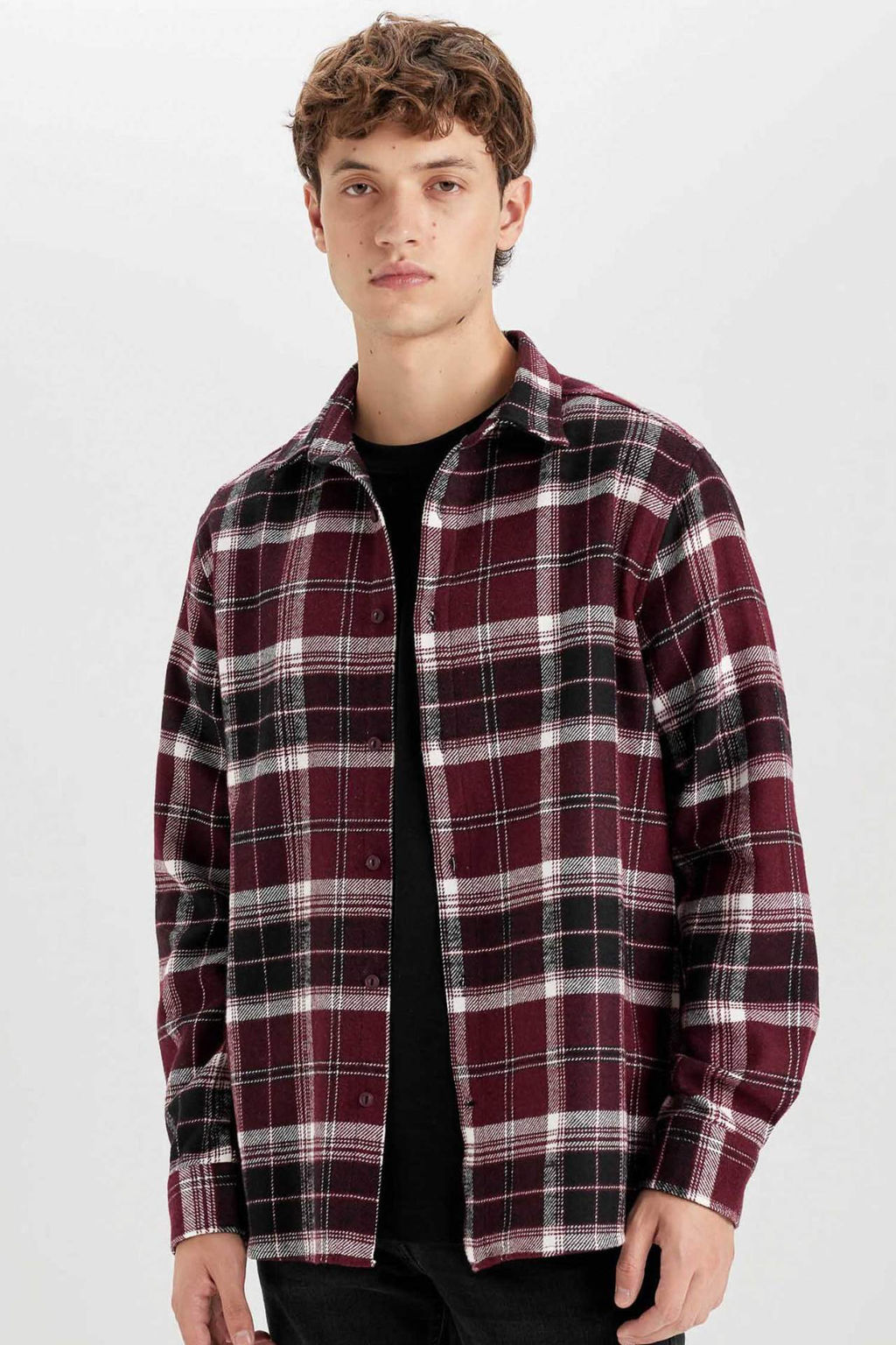 Regular Fit Kareli Flanel Uzun Kollu Gomlek - Defacto фото 2