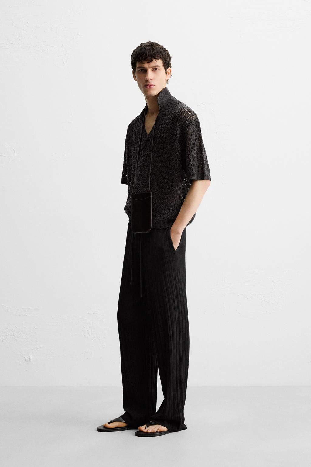 TEXTURED KNIT TROUSERS - Zara фото 4