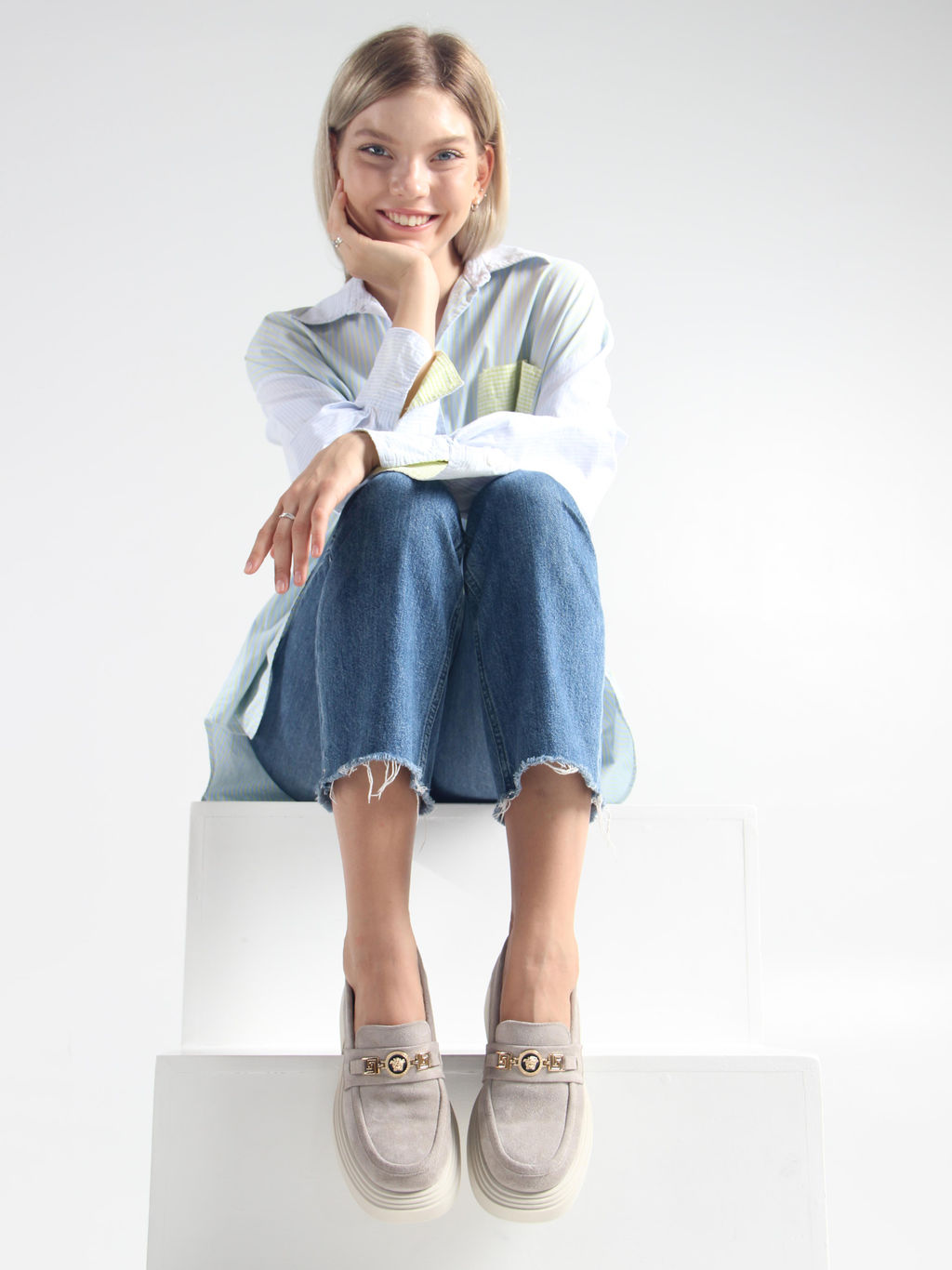 Лоферы туфли EDART 173.1453 be. каменный замша фото 11