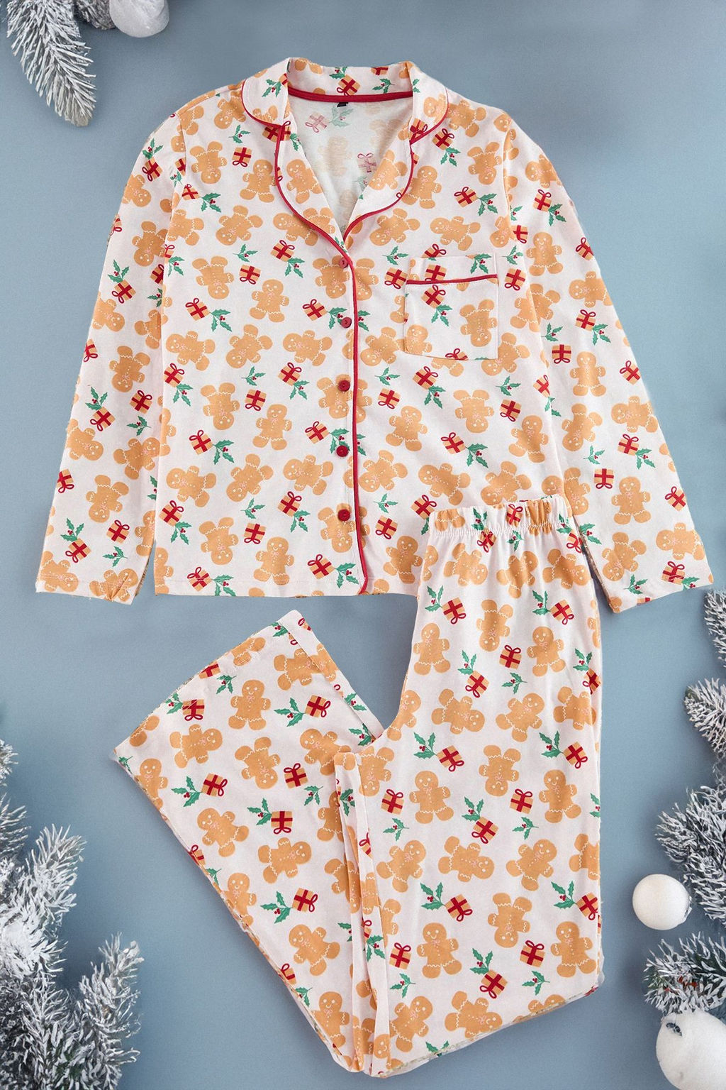 Trendyolmilla Mavi %100 Pamuklu Y?lbas? Temal? Orme Pijama Tak?m? THMAW22PT1204  фото 6