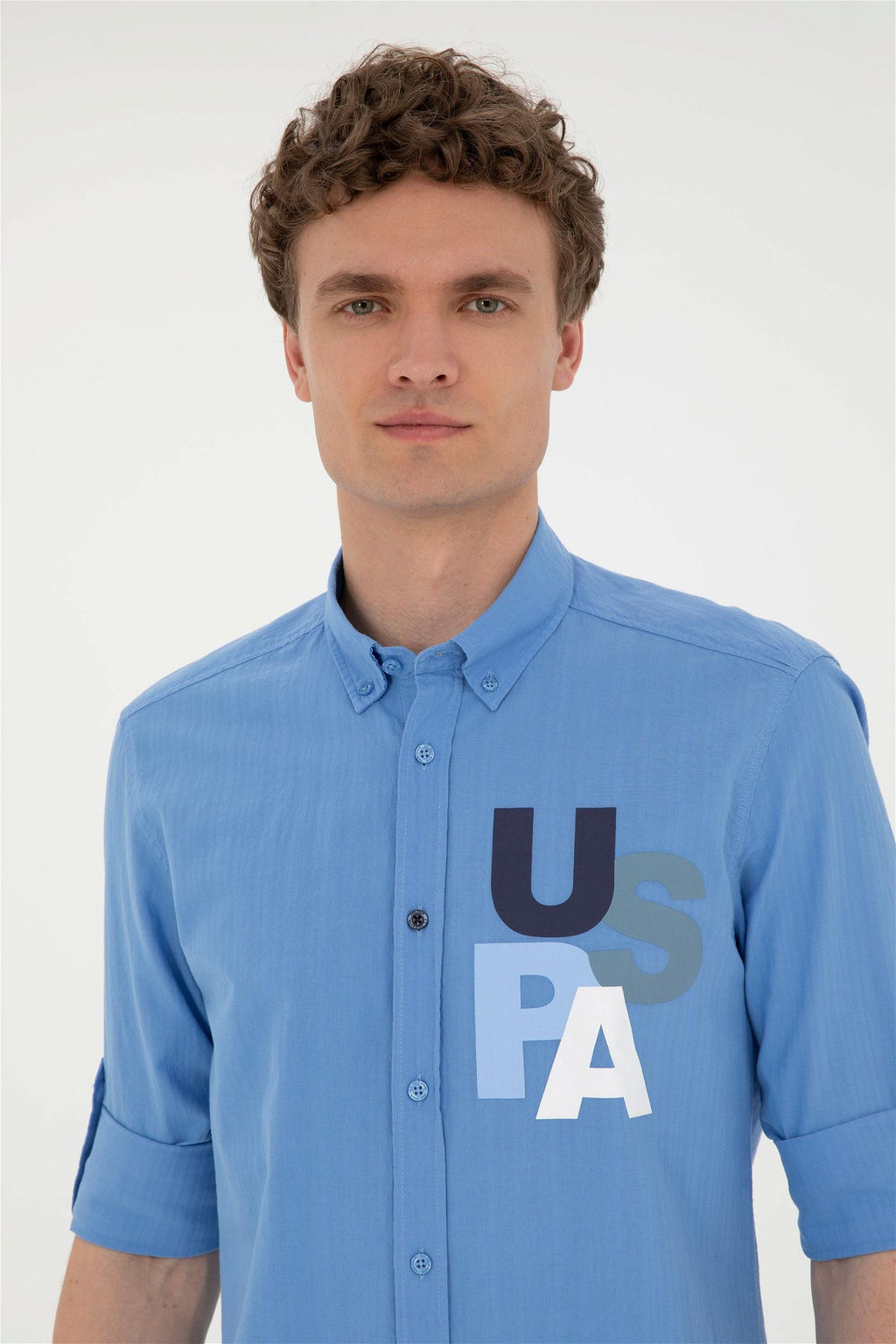 U. S. Polo Assn / Мужская голубая рубашка с длинным рукавом - U.s. polo assn фото 2