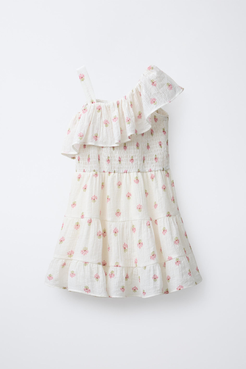 FLORAL TEXTURED DRESS WITH RUFFLES - Zara фото 2