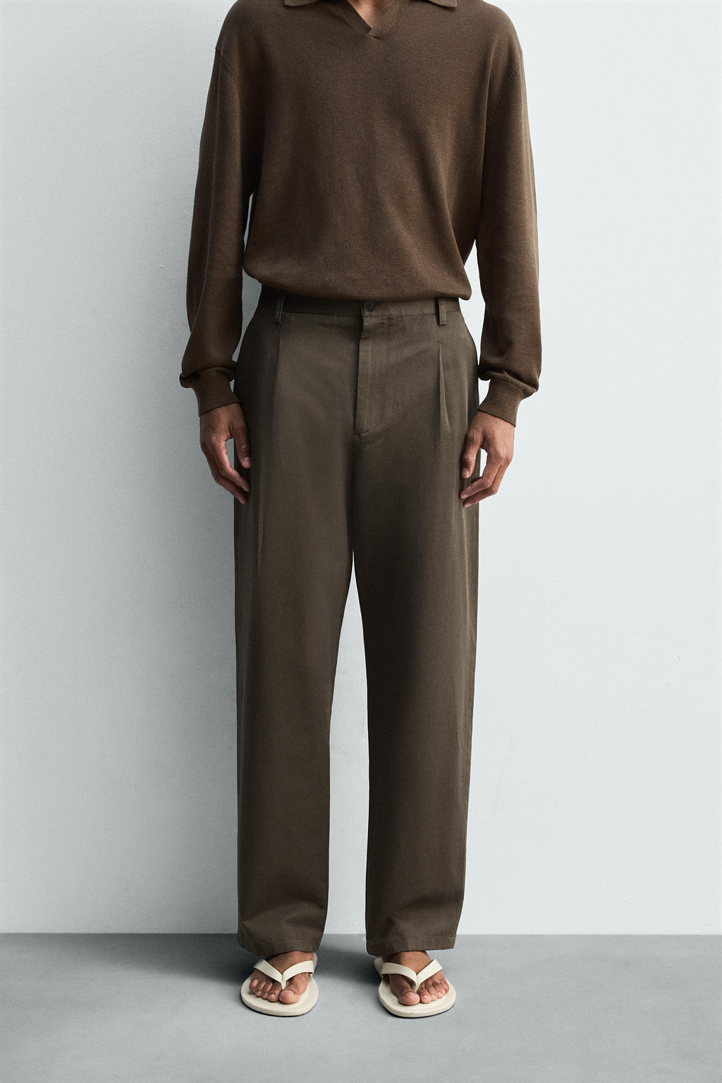 COTTON/LINEN PLEATED TROUSERS - Zara фото 2