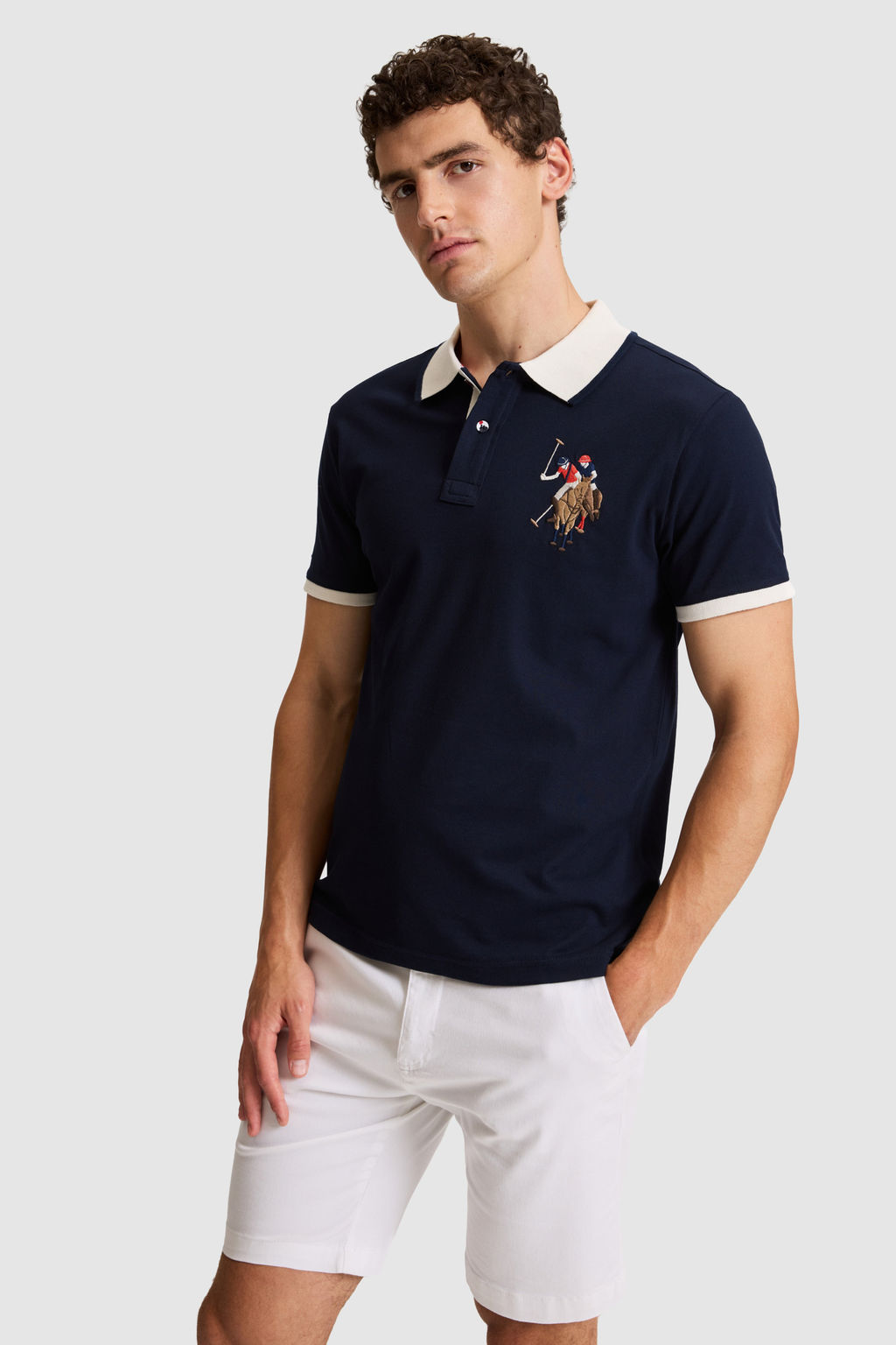 Erkek Lacivert Slim Fit Polo Yaka Basic TiЕГrt - U.s. polo assn фото 3