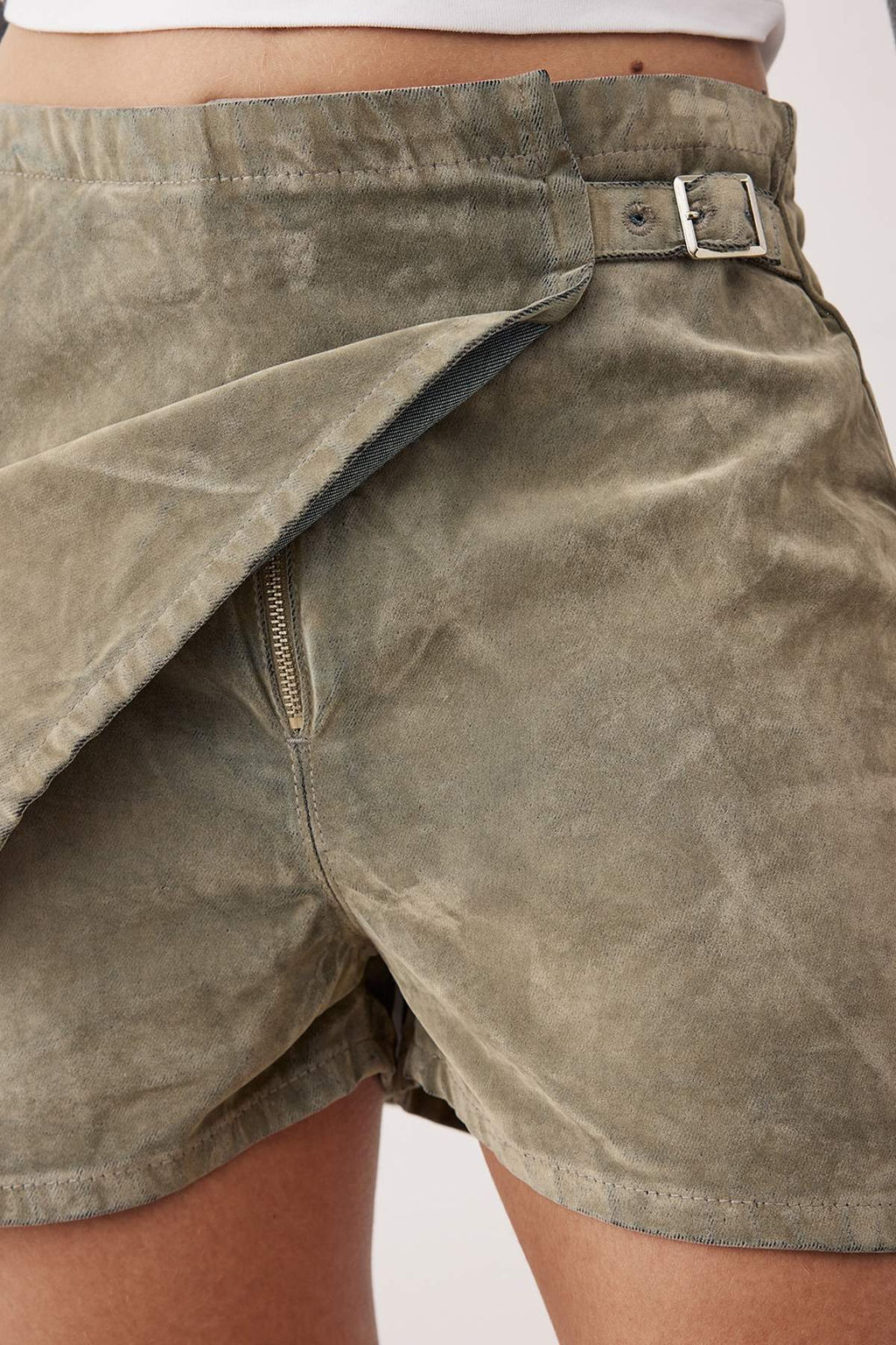 Bej Suet Gorunumlu Denim Sort Etek TWOAW26SR00040 - Trendyolmilla фото 6