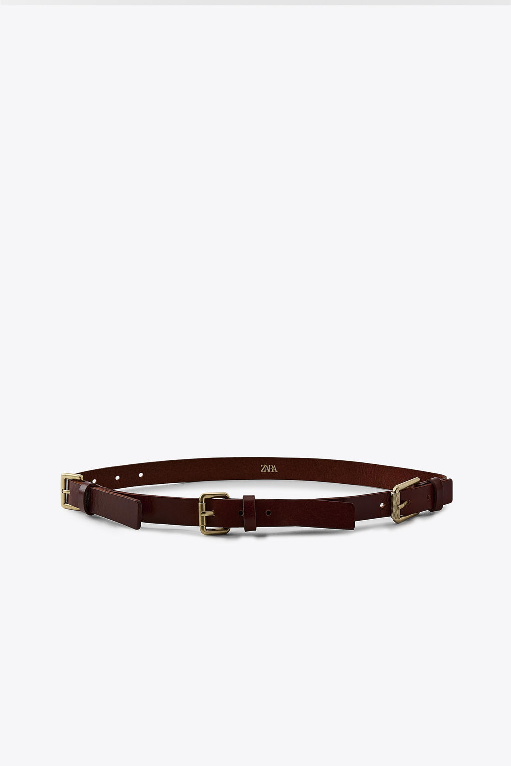 LEATHER MULTI-POSITION BUCKLE BELT - Zara фото 3