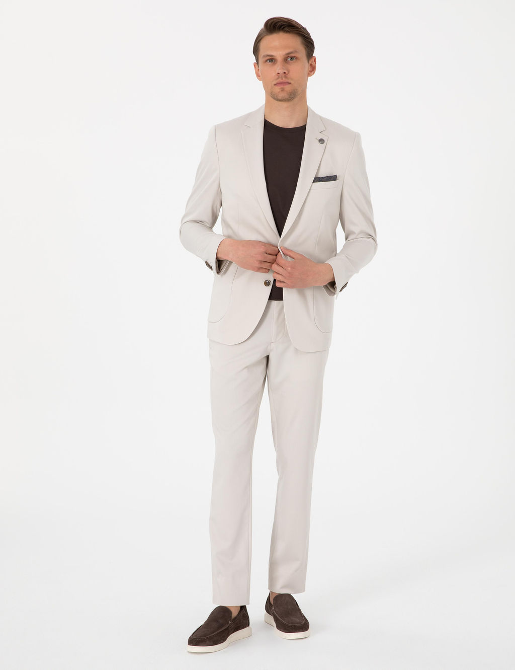 Bej Ex. Slim Fit Tak_m Elbise