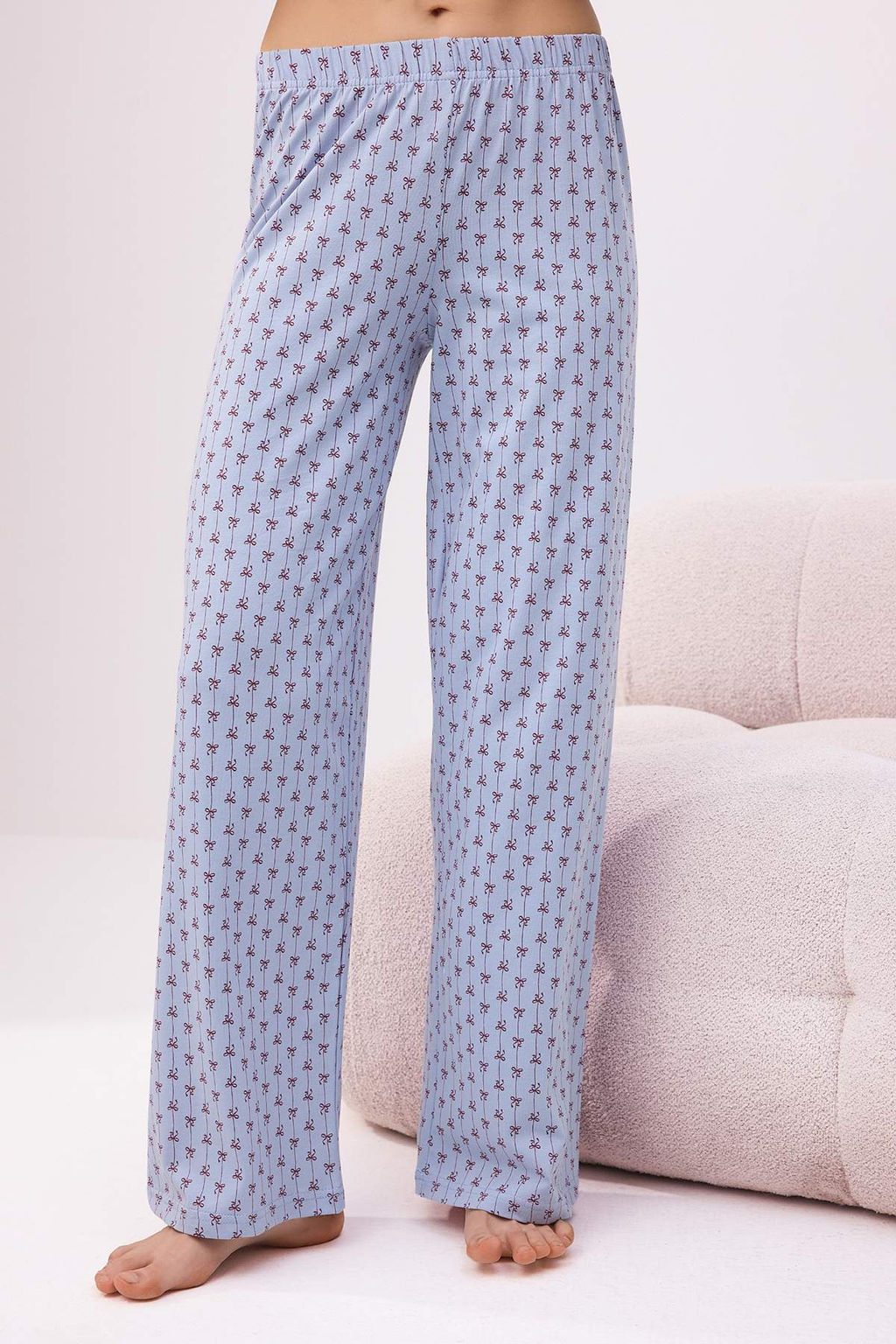 Siyah 3lu Pamuklu Likral? Baglamal? Kurdele Desenli Orme Pijama Tak?m? THMSS26PT00064 - Trendyolmilla фото 11
