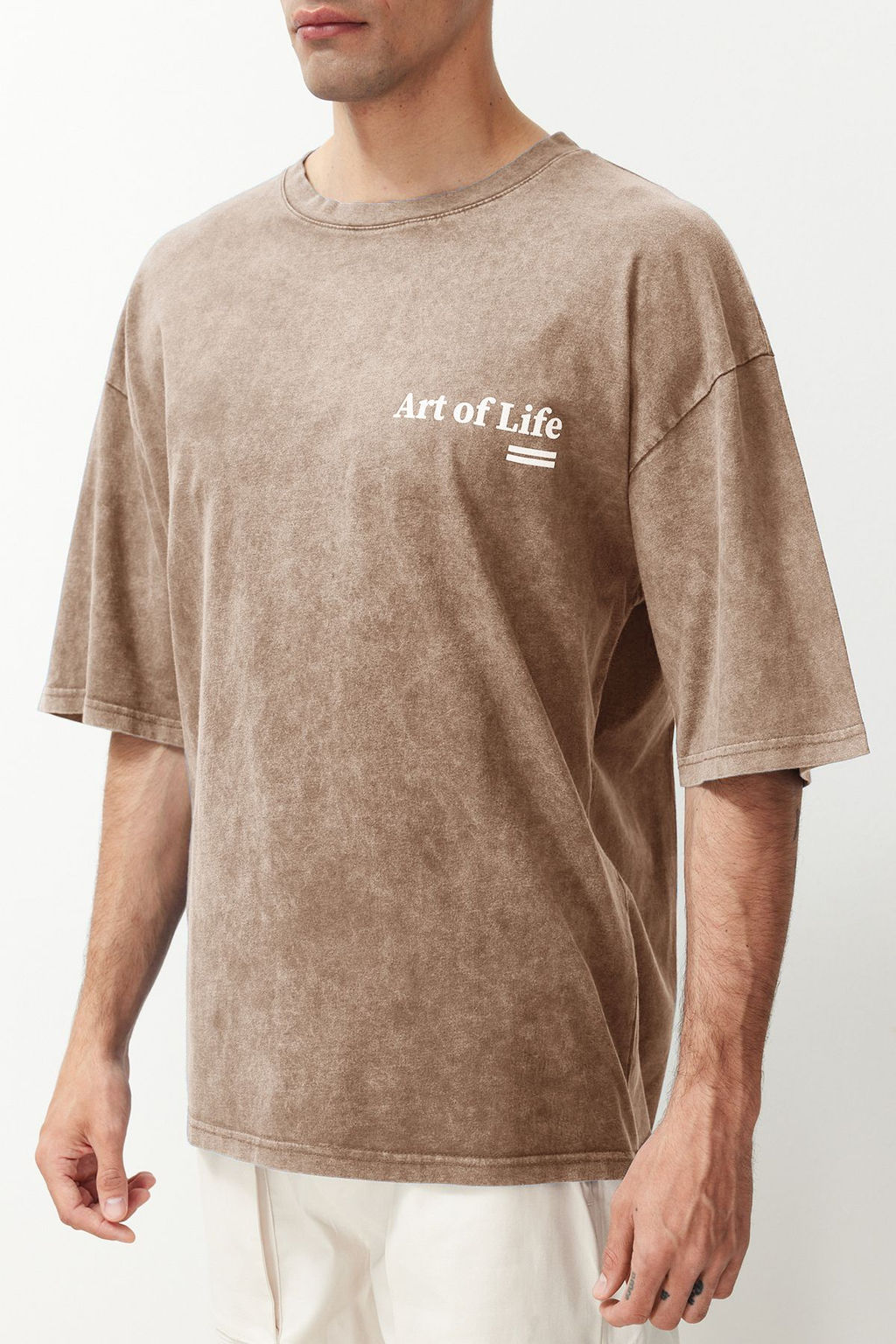 TRENDYOL MAN Antrasit Oversize/Genis Kesim Soluk Efektli Yaz? Bask?l? %100 Pamuklu T-Shirt TMNSS23TS00166 - Trendyolmilla фото 5