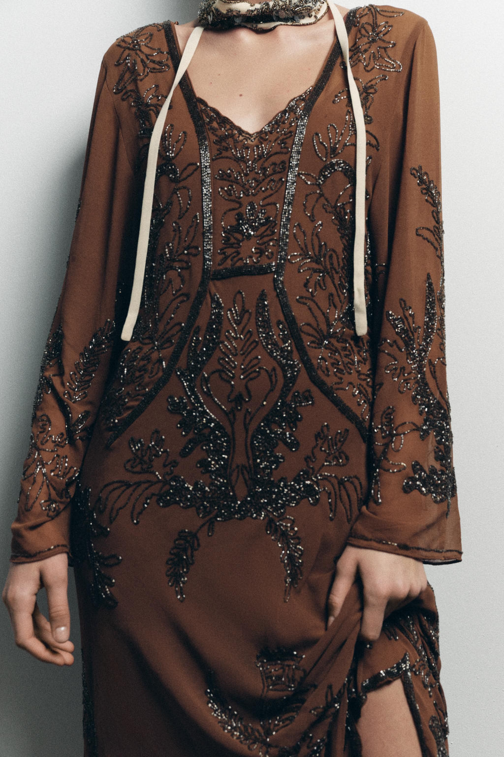 LIMITED EDITION BEADED GEORGETTE DRESS - Zara фото 4