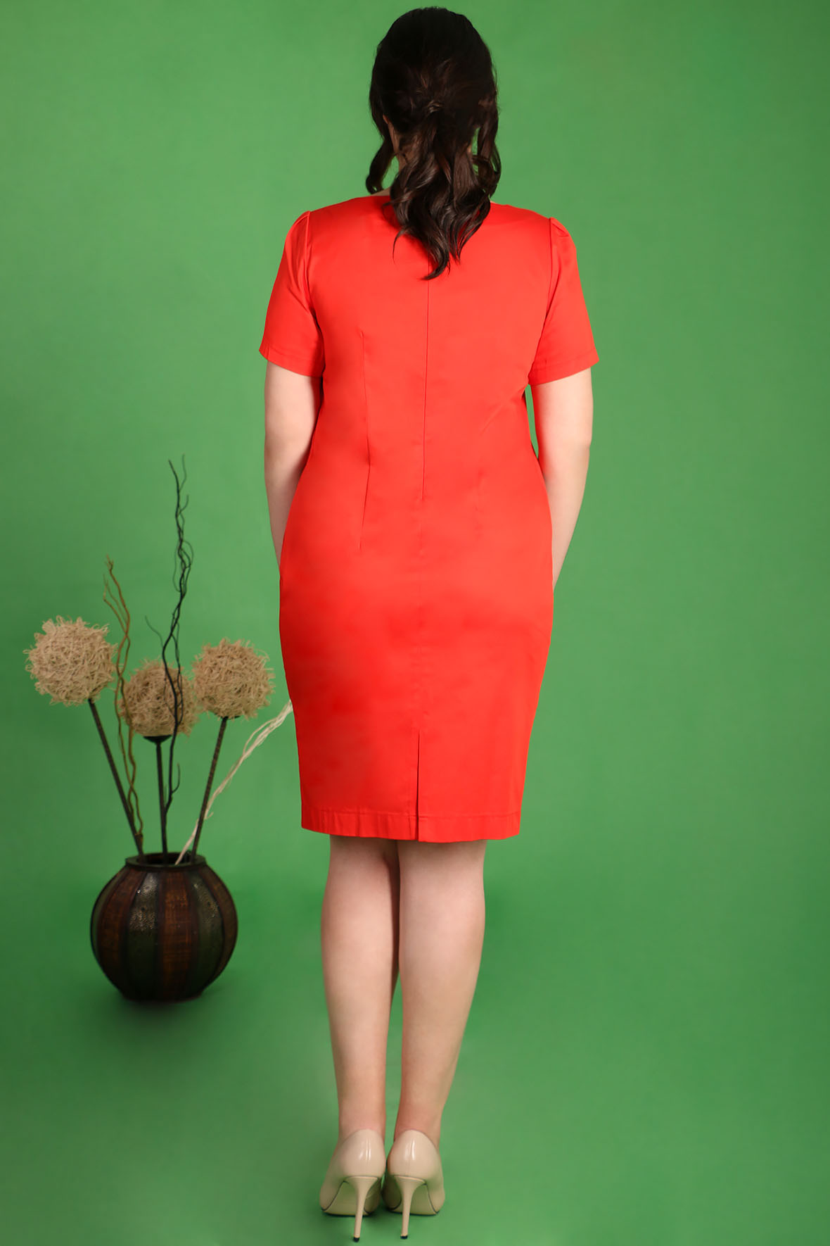 Платье-футляр красное дизайнерское - Almond фото 2