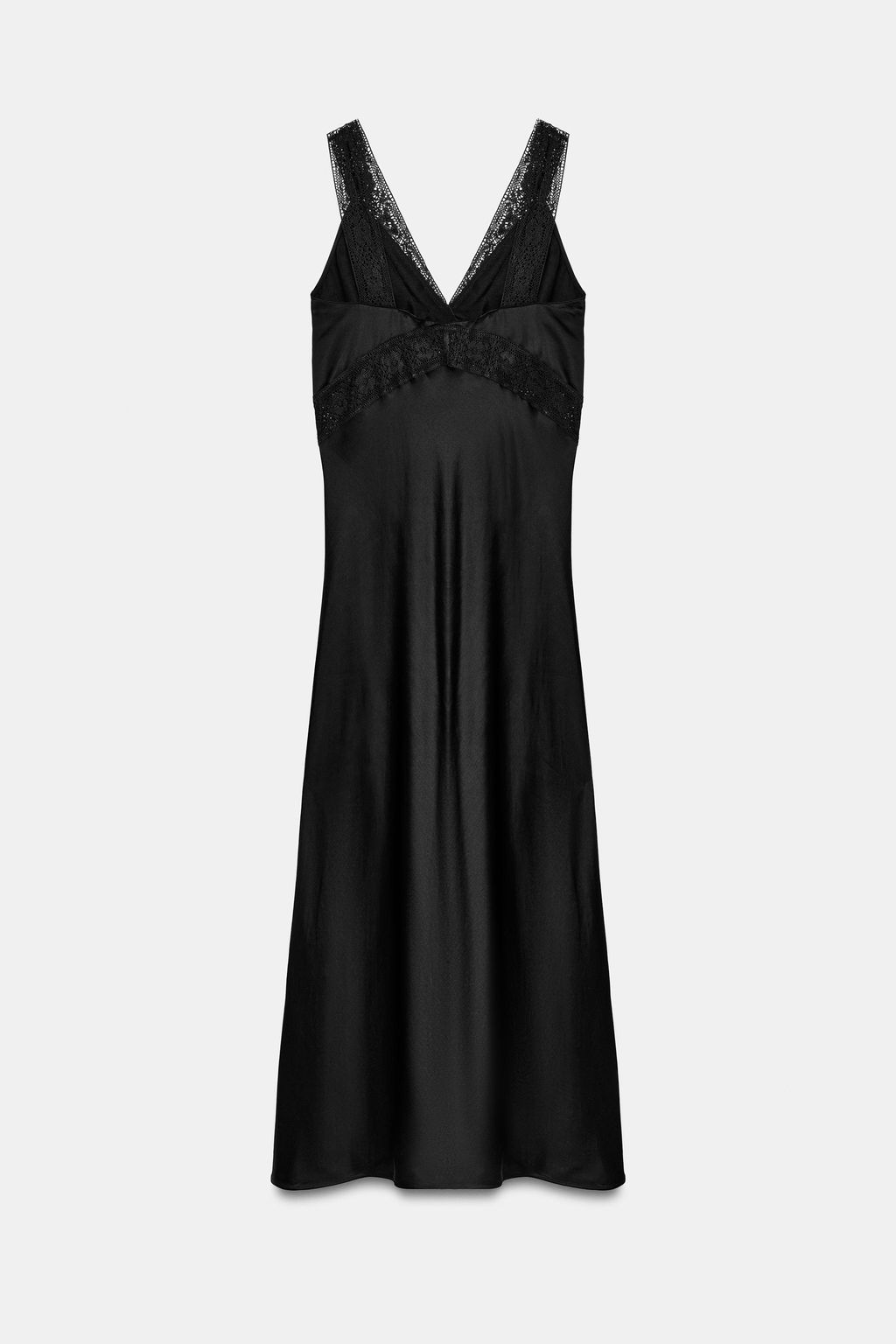 VESTIDO SATINADO ENCAJE ZW COLLECTION / Negro - Zara фото 6