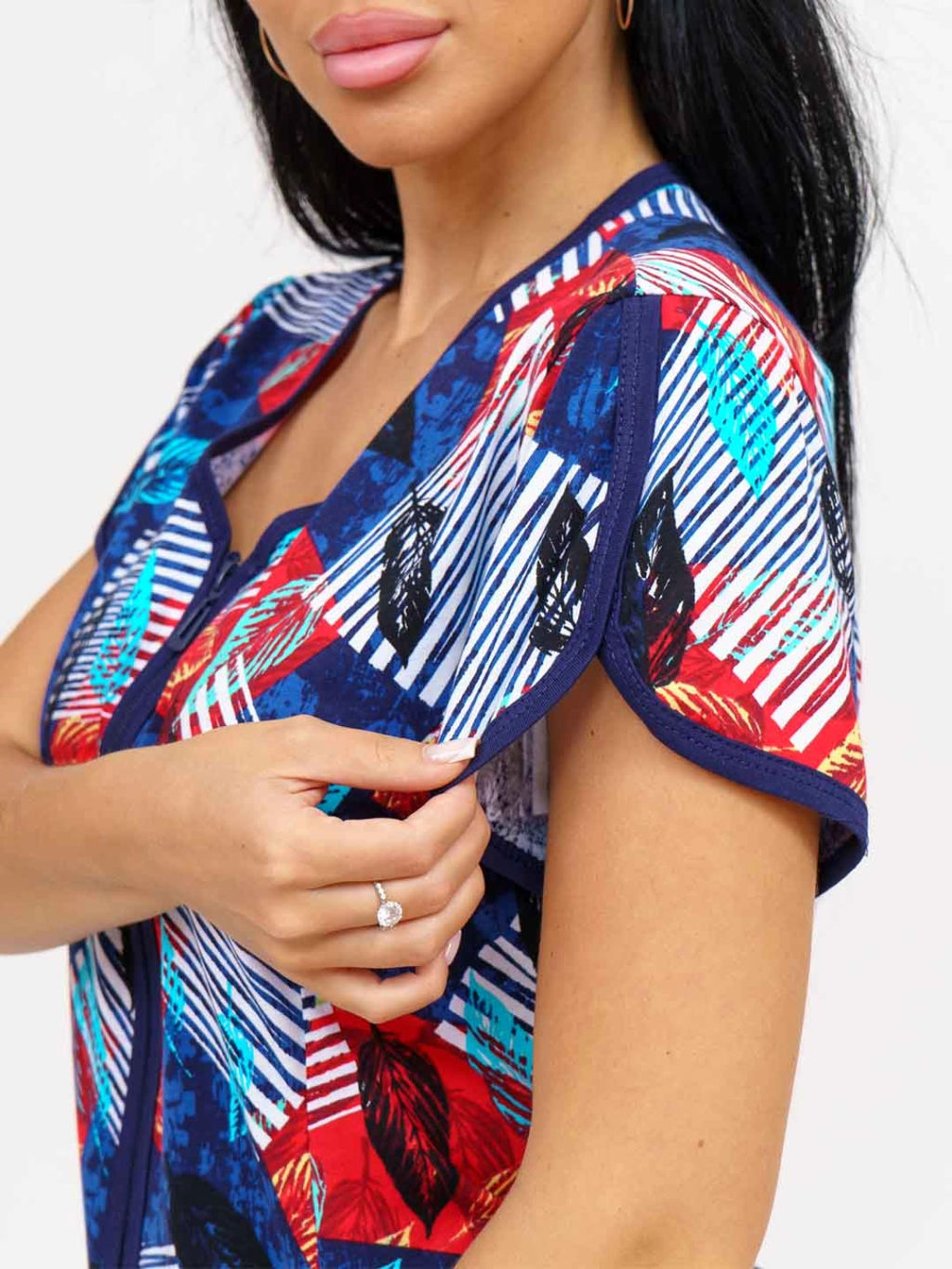 Халат женский, цвет синий красный