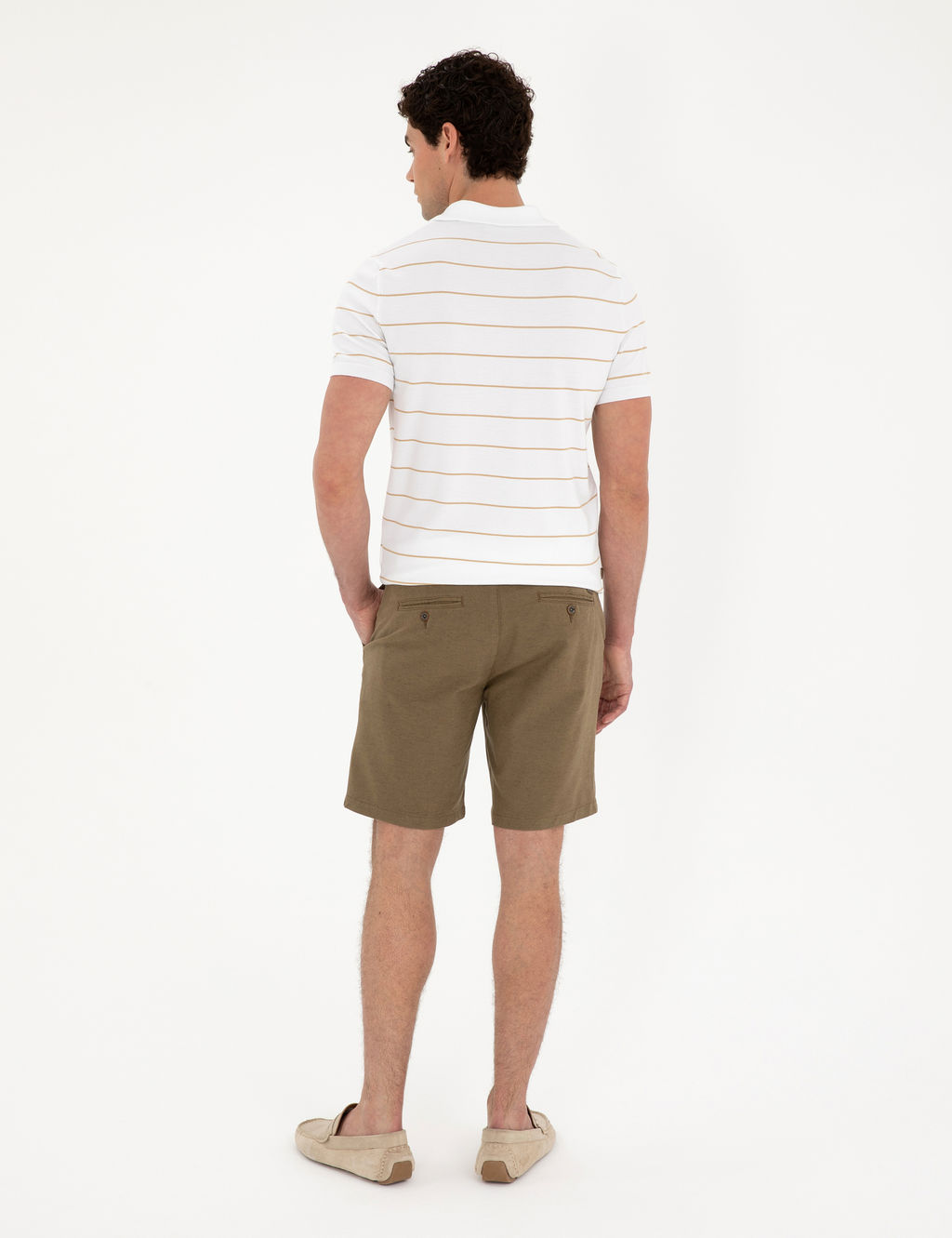 Haki Slim Fit Keten Kar___ml_ Dokuma _ort