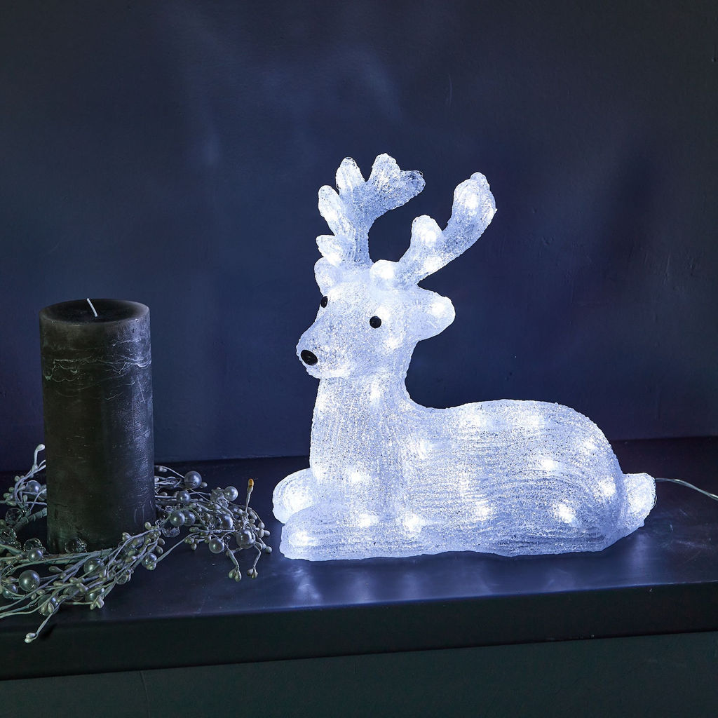 ULD-M3133-050/STA WHITE IP20 LYING FAWN Фигура светодиодная Лежащий оленёнок, 50 светодиодов, 31*15*33 см, цвет-свечения- белый, IP20