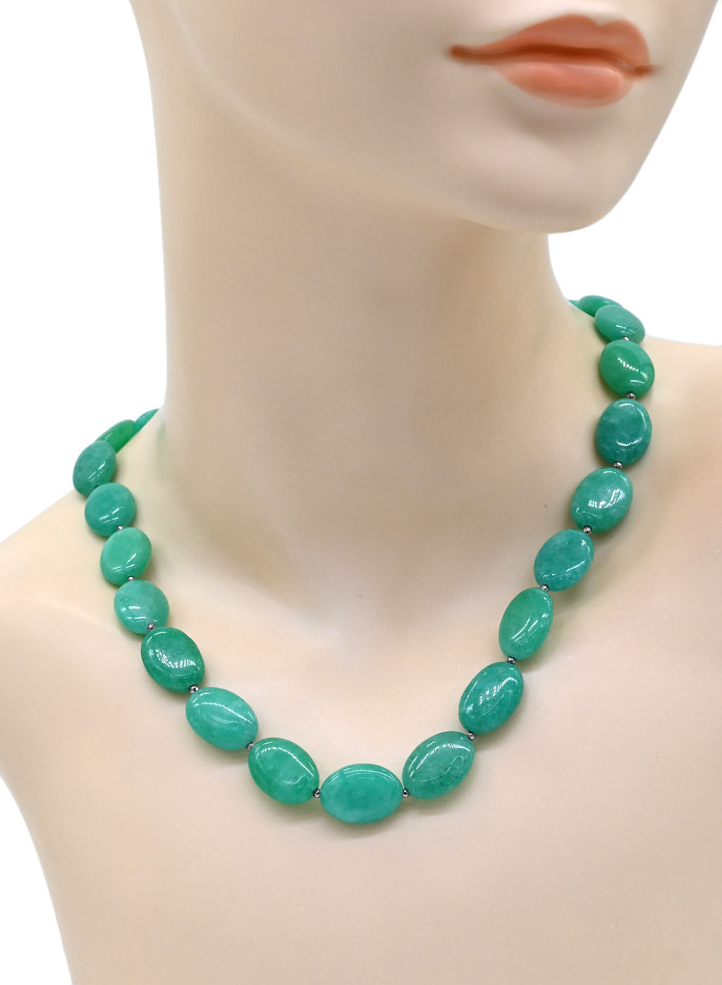 Бусы из кварца тонированного овал 13*18мм цв.зеленый яркий, 47см