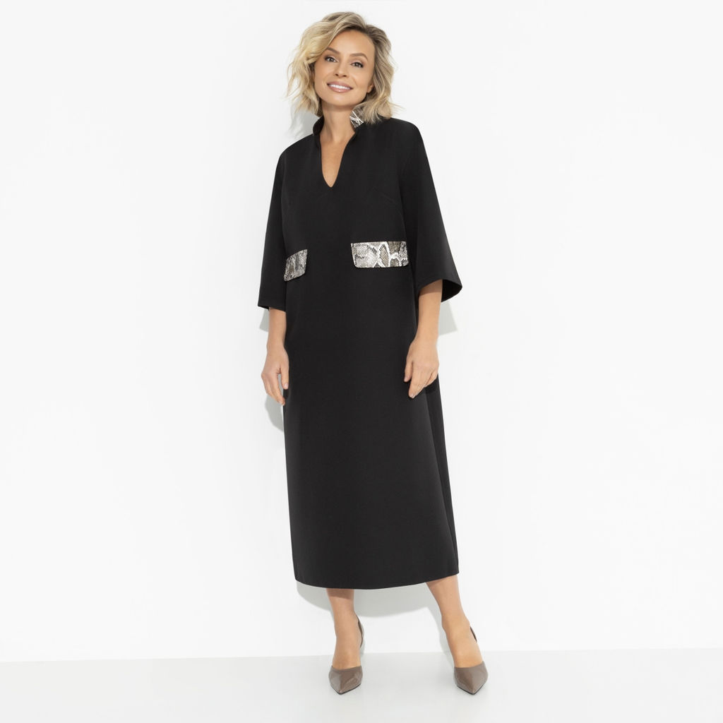 Платье с акцентными элементами из экокожи Деловая леди (black) - Charutti фото 7