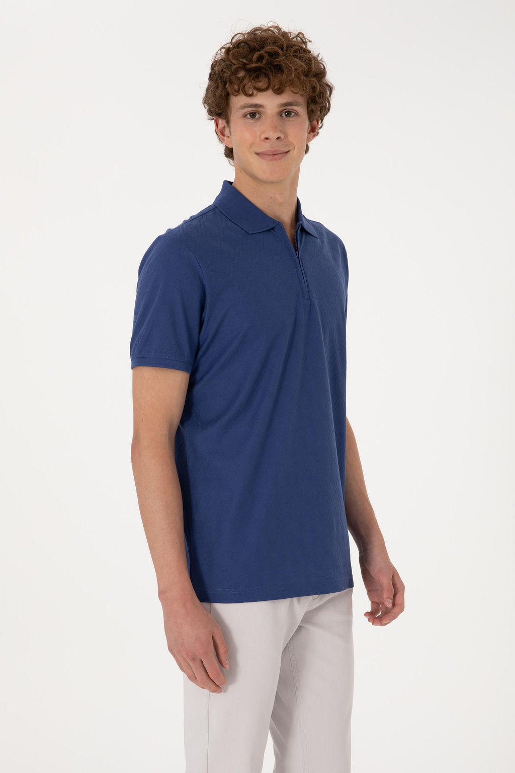 Erkek Regular Fit Fermuarl_ A__k Lacivert Desenli Ti__rt Sepette S_rpriz _ndirim - U.s. polo assn фото 3