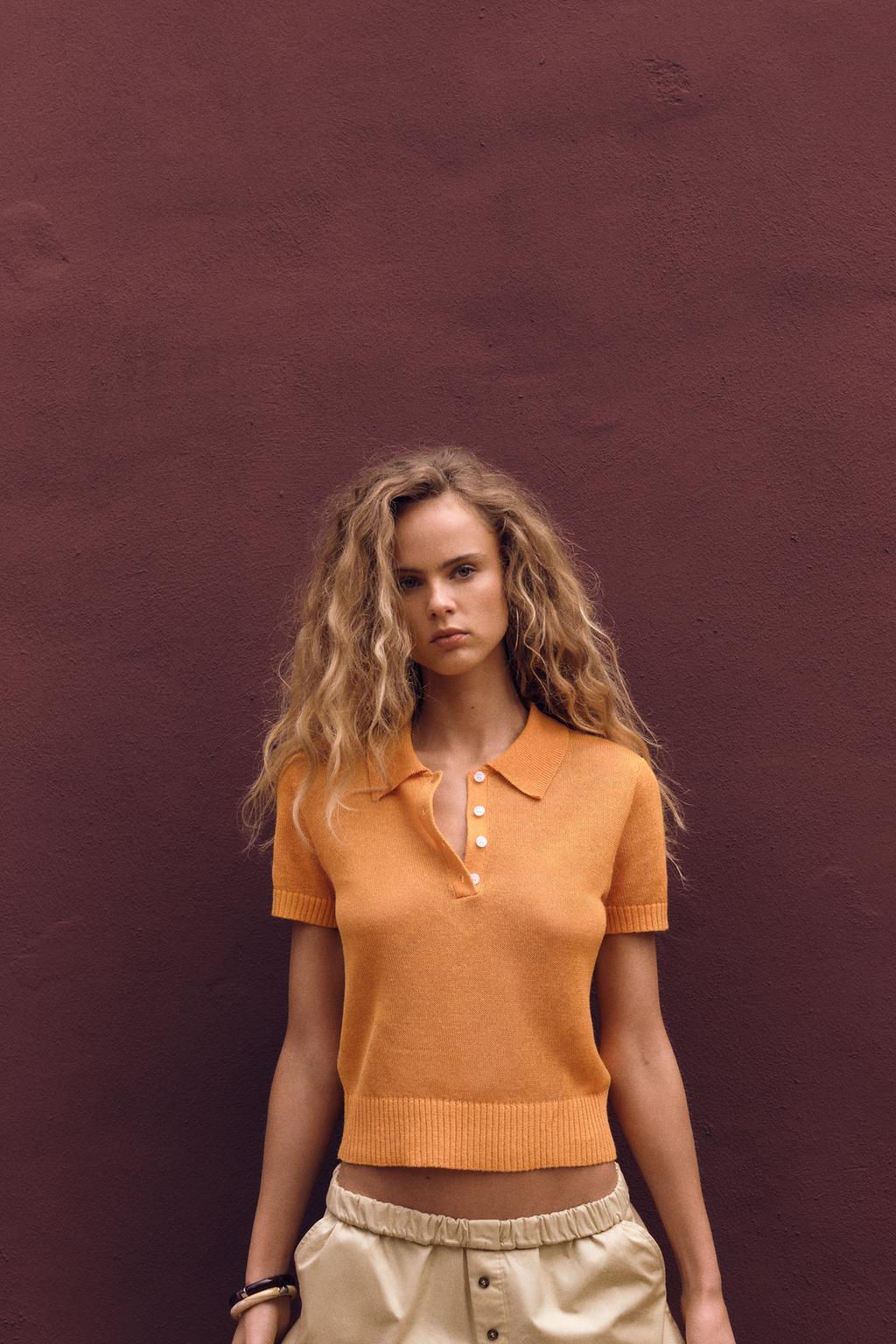 PLAIN KNIT POLO TOP - Zara фото 4