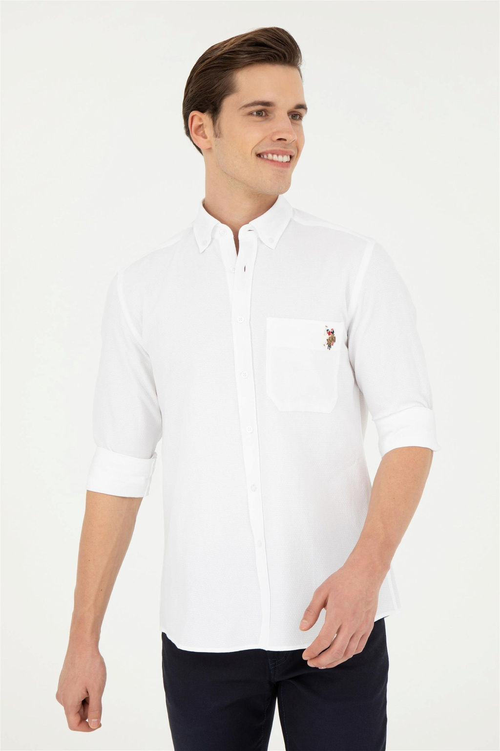 Мужская белая рубашка с длинным рукавом - U.s. polo assn фото 3
